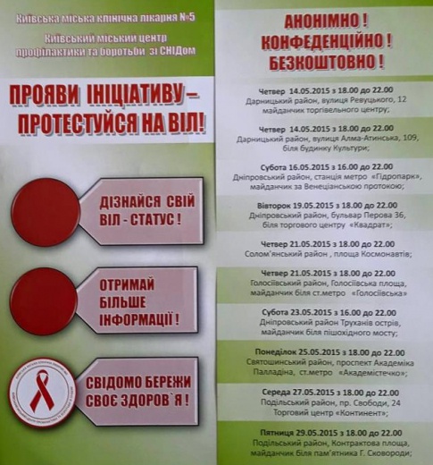 У киевлян есть возможность бесплатно пройти тест на ВИЧ в мае. Фото: Вечерний Киев