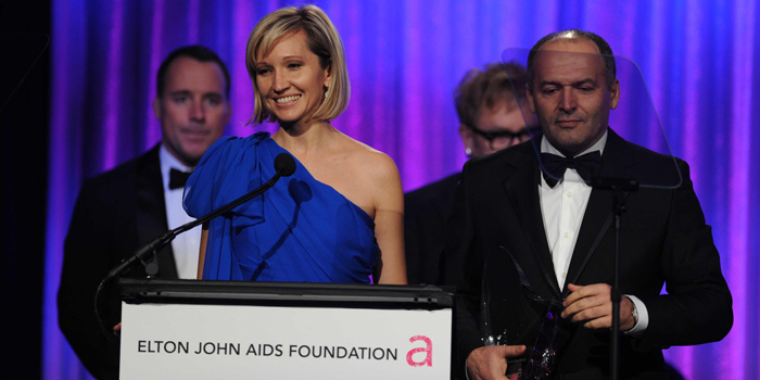 Victor and Elena Pinchuk in New-York received the Elton John AIDS Foundation award / Elena Pinchuk Foundation