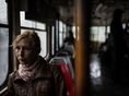 Olga on her way to a shelter for war-displaced people in Odessa. Ukraine, 2016.